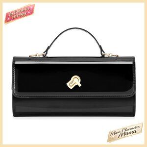 Metallic PU Leather Evening Clutch with Adjustable Strap, Zippered Compartment